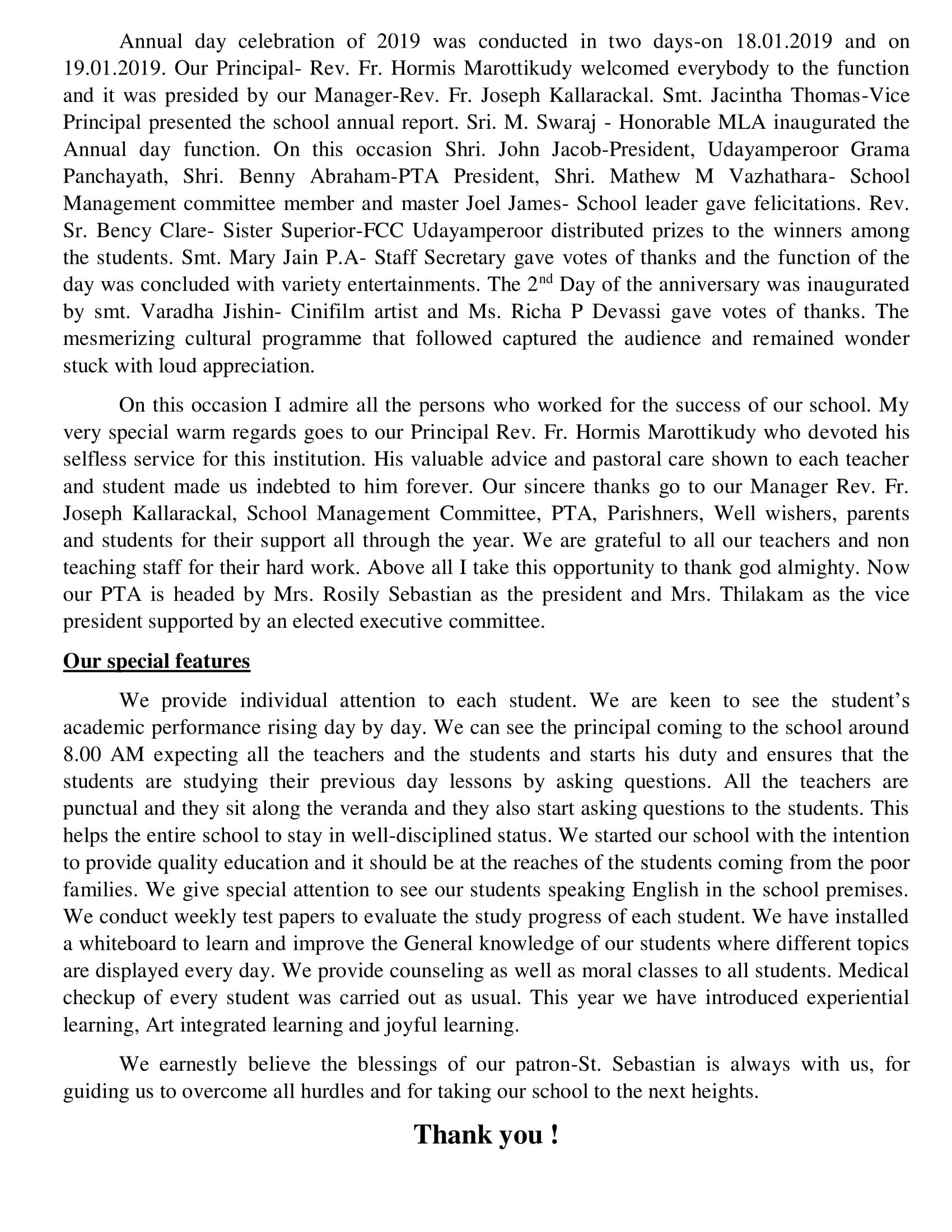 Annual Report 201920 ssps udayamperoor